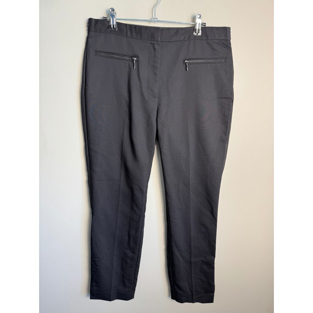 Zara Womens Black Trousers Slim Fit Career Office L Workwear Professional